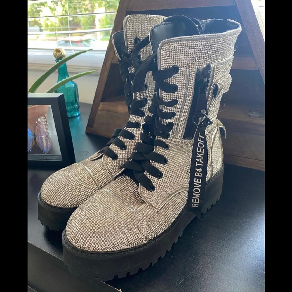 DollsKill rhinestone platform boots